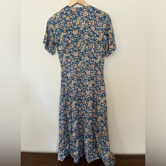 Vtg90’s V neck button front floral boho cottagecore coquette midi dress Sz S - Picture 9 of 12